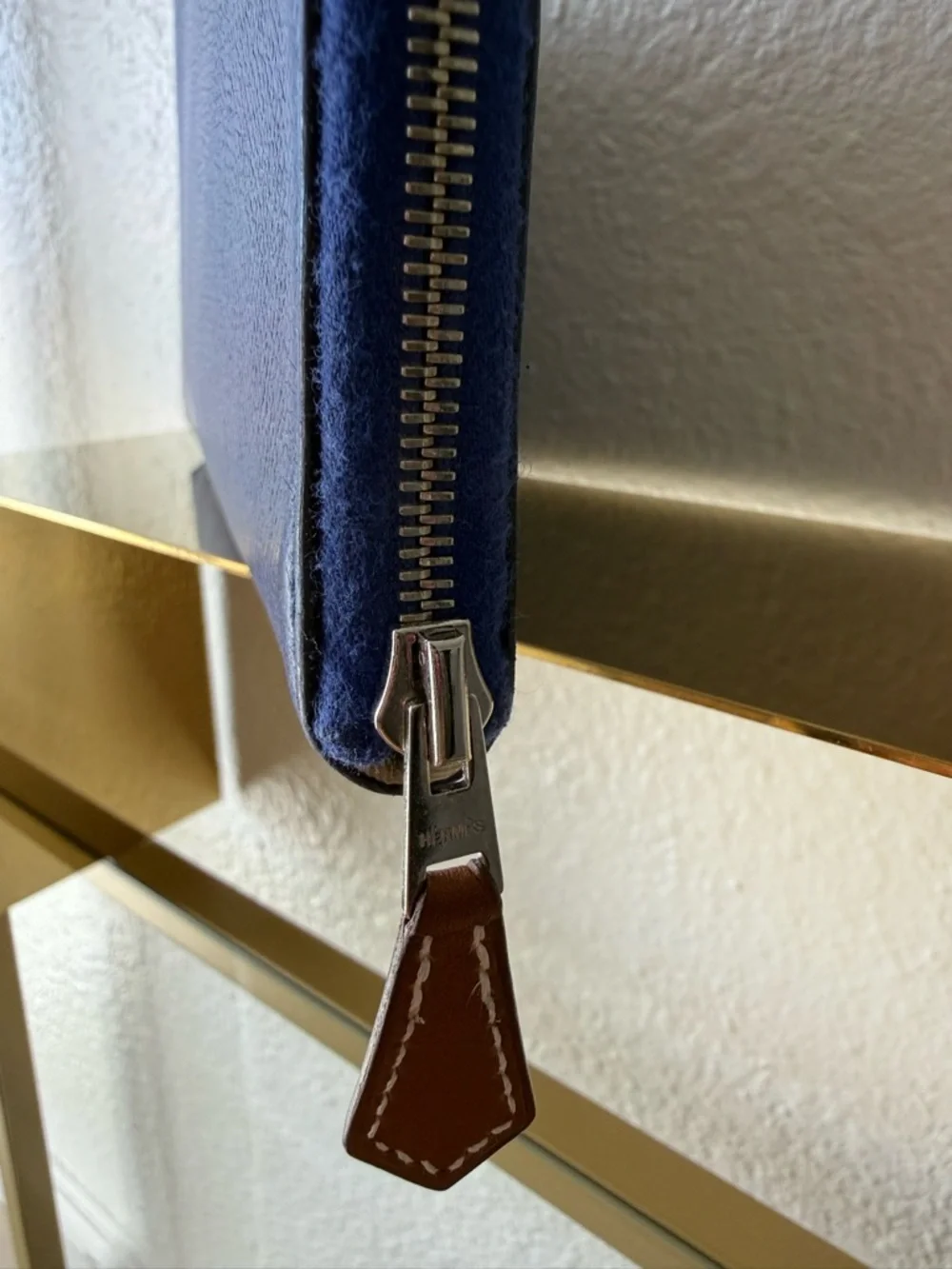 HERMES Blue Leather Zip Wallet Clutch - Picture 11 of 13